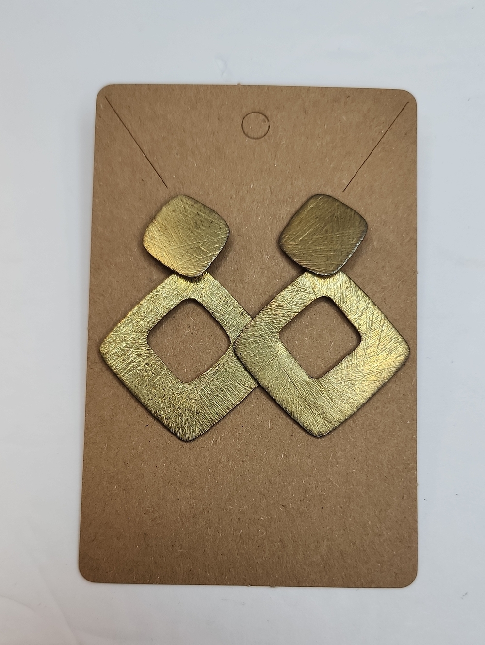 LGold Geometric Statement Earrings Brushed Metal Square Drop